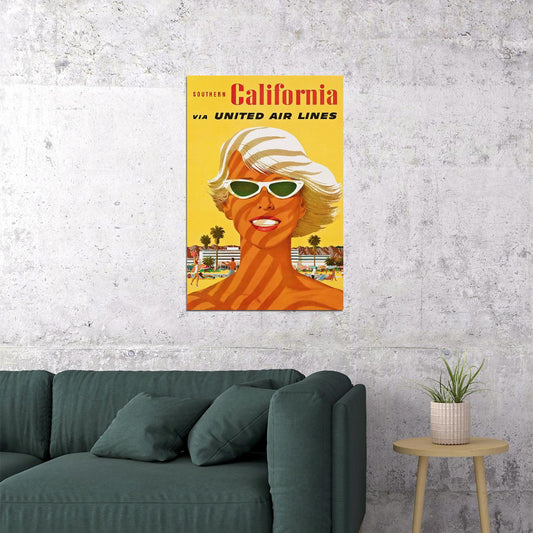 United Airlines California Vintage Travel Poster Wall Art Print Home Wall Decor - xonomax