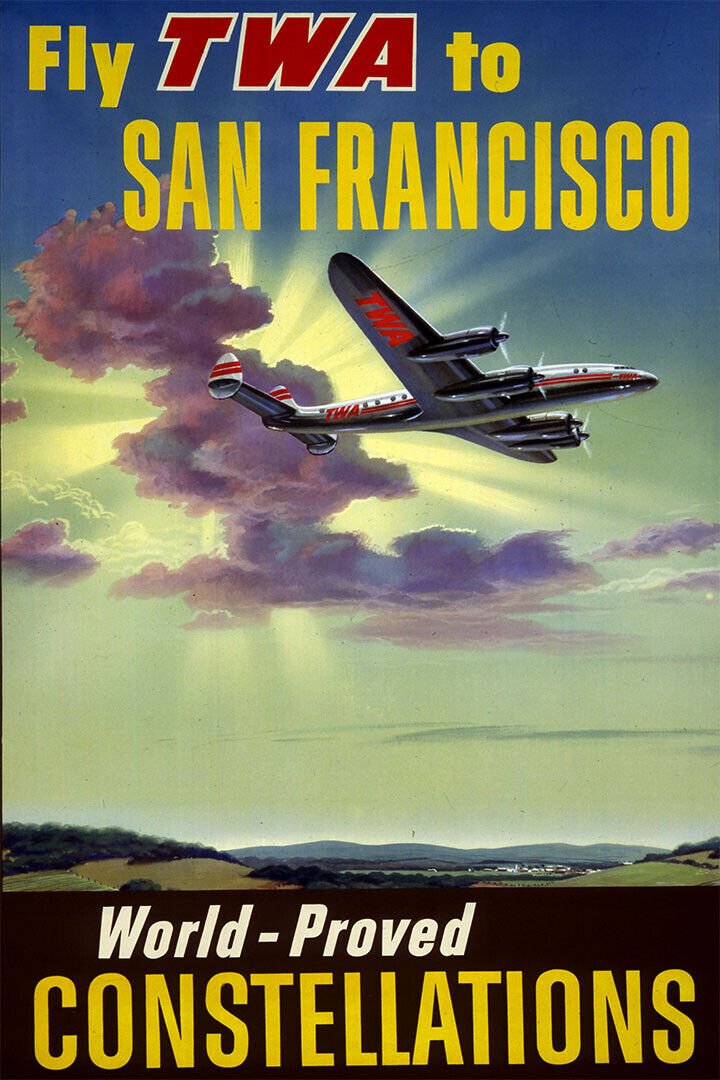 Poster - Twa Airlines San Francisco Vintage Travel Poster Wall Art