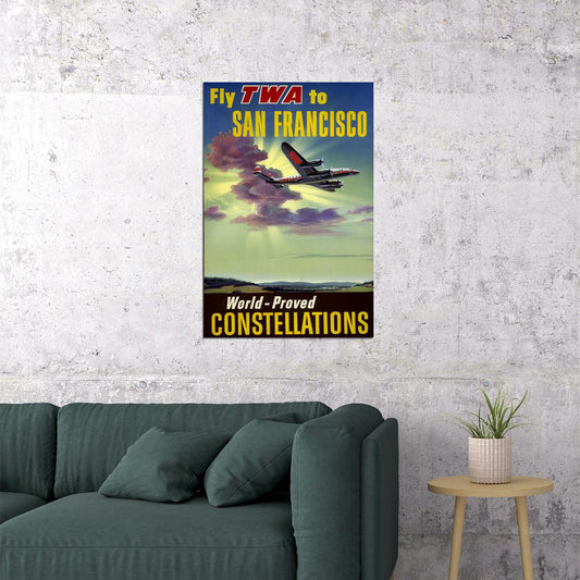 Twa Airlines San Francisco Vintage Travel Poster Wall Art Print Home Wall Decor - xonomax