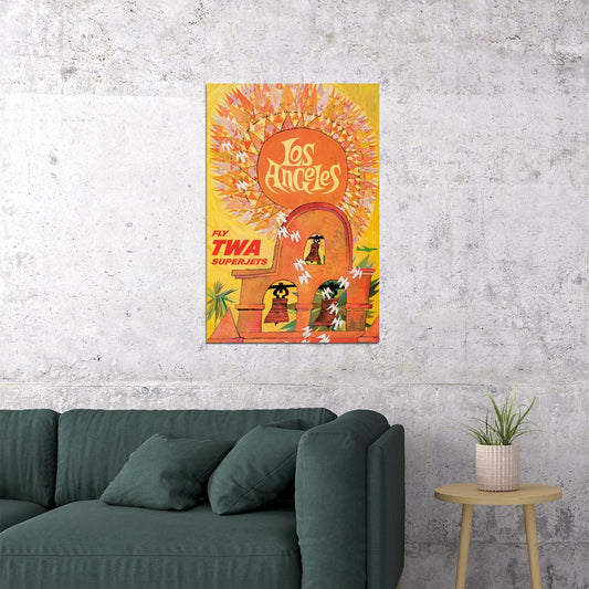 Twa Airlines Los Angeles Vintage Travel Poster Wall Art Print Home Wall Decor - xonomax