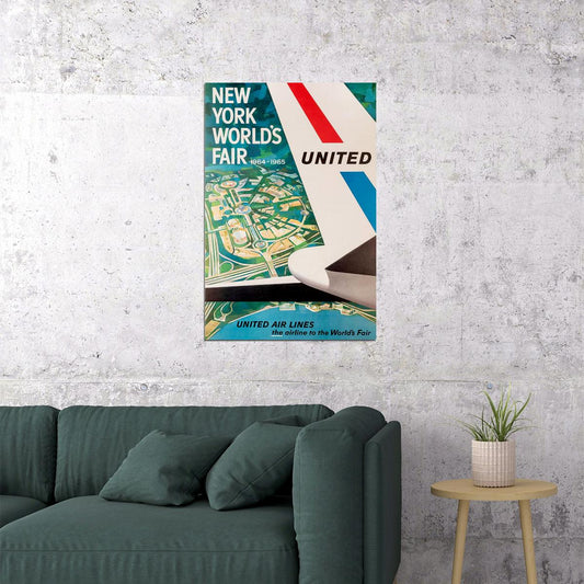 United Airlines New York Vintage Travel Poster Wall Art Print Home Wall Decor - xonomax