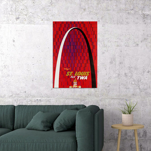 Twa Airlines St Louis Vintage Travel Poster Wall Art Print Home Wall Decor - xonomax