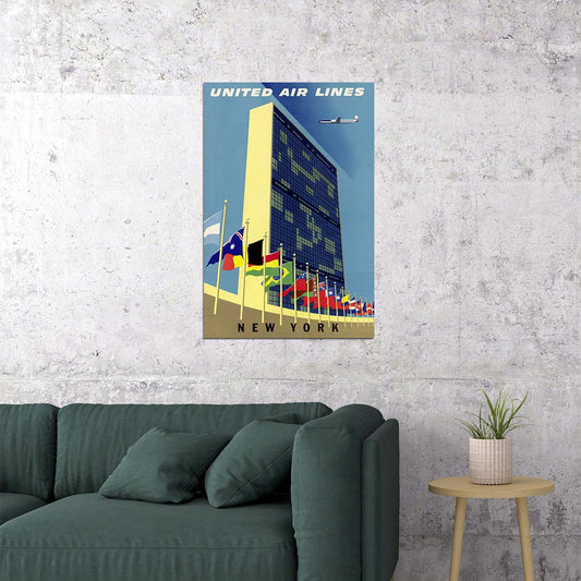 United Airlines New York Vintage Poster Wall Art Print Home Wall Decor - xonomax