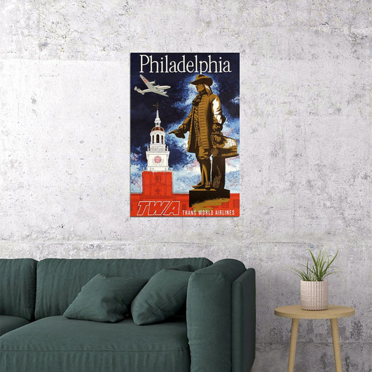Twa Airline Philadelphia Airlines Vintage Poster Wall Art Print Home Wall Decor - xonomax