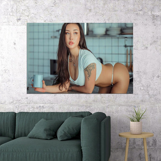 Sexy Model Kitchen Woman Kitchen Asian Hot Girl Poster Wall Art Print Home Wall Decor - xonomax