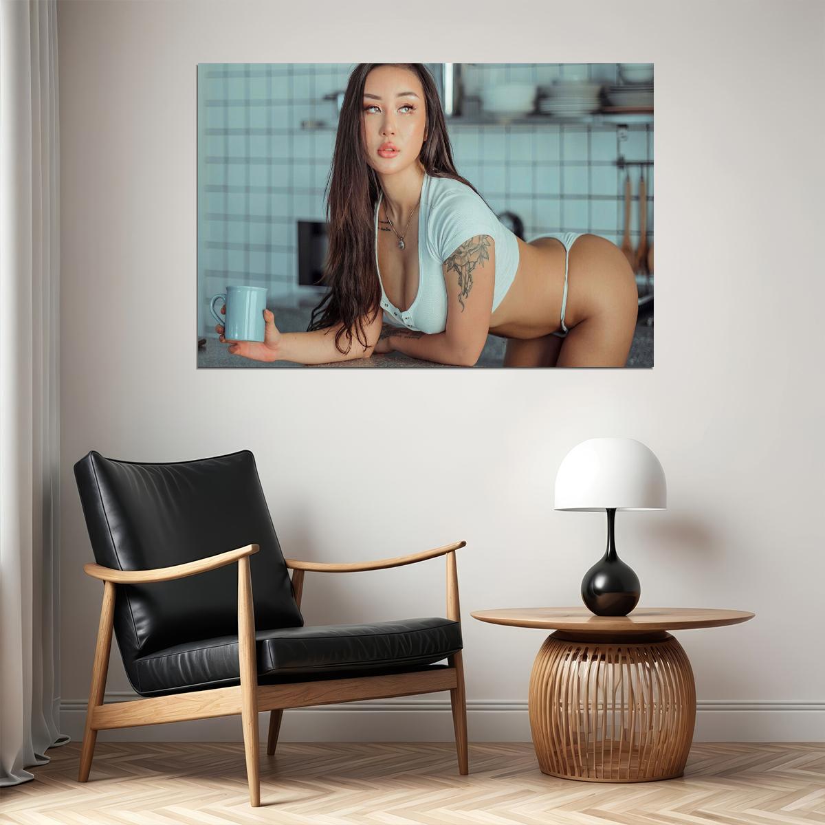 Sexy Model Kitchen Woman Kitchen Asian Hot Girl Poster Wall Art Print Home Wall Decor - xonomax