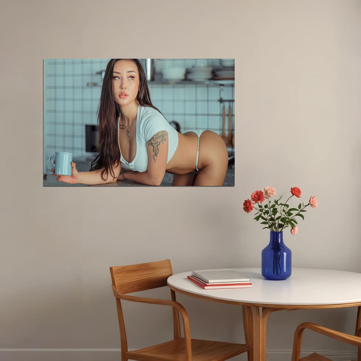 Sexy Model Kitchen Woman Kitchen Asian Hot Girl Poster Wall Art Print Home Wall Decor - xonomax
