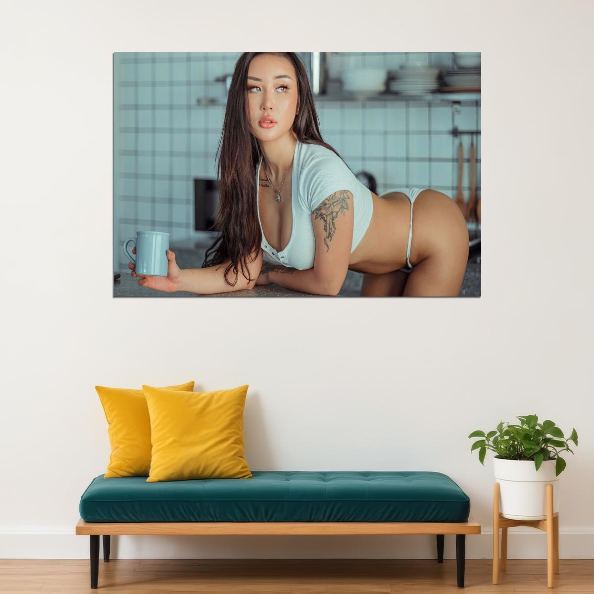 Sexy Model Kitchen Woman Kitchen Asian Hot Girl Poster Wall Art Print Home Wall Decor - xonomax