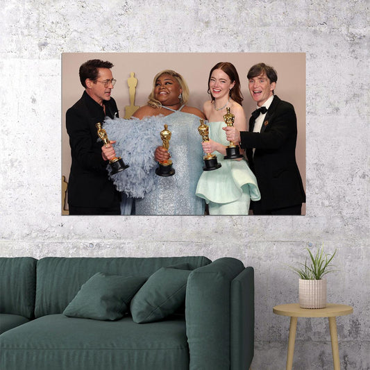 Cillian Murphy Robert Downey Emma Stone Da'vine Joy Randolph Best Actors Award Poster Wall Art Print Home Wall Decor - xonomax