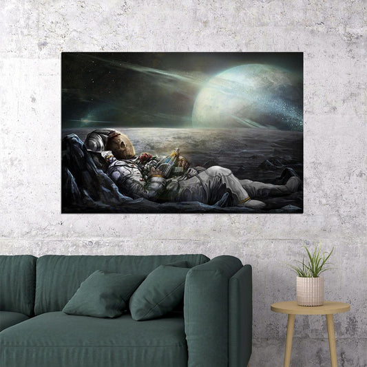 Astronaut On The Moon Skull Funny Outer Space Poster Wall Art Print Home Wall Decor - xonomax