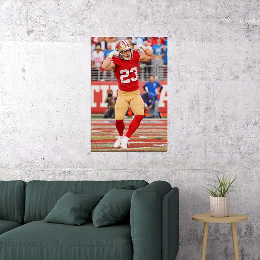 Mccaffrey San Francisco Detroit Touchdown Football Playoff Poster Wall Art Print Home Wall Decor - xonomax