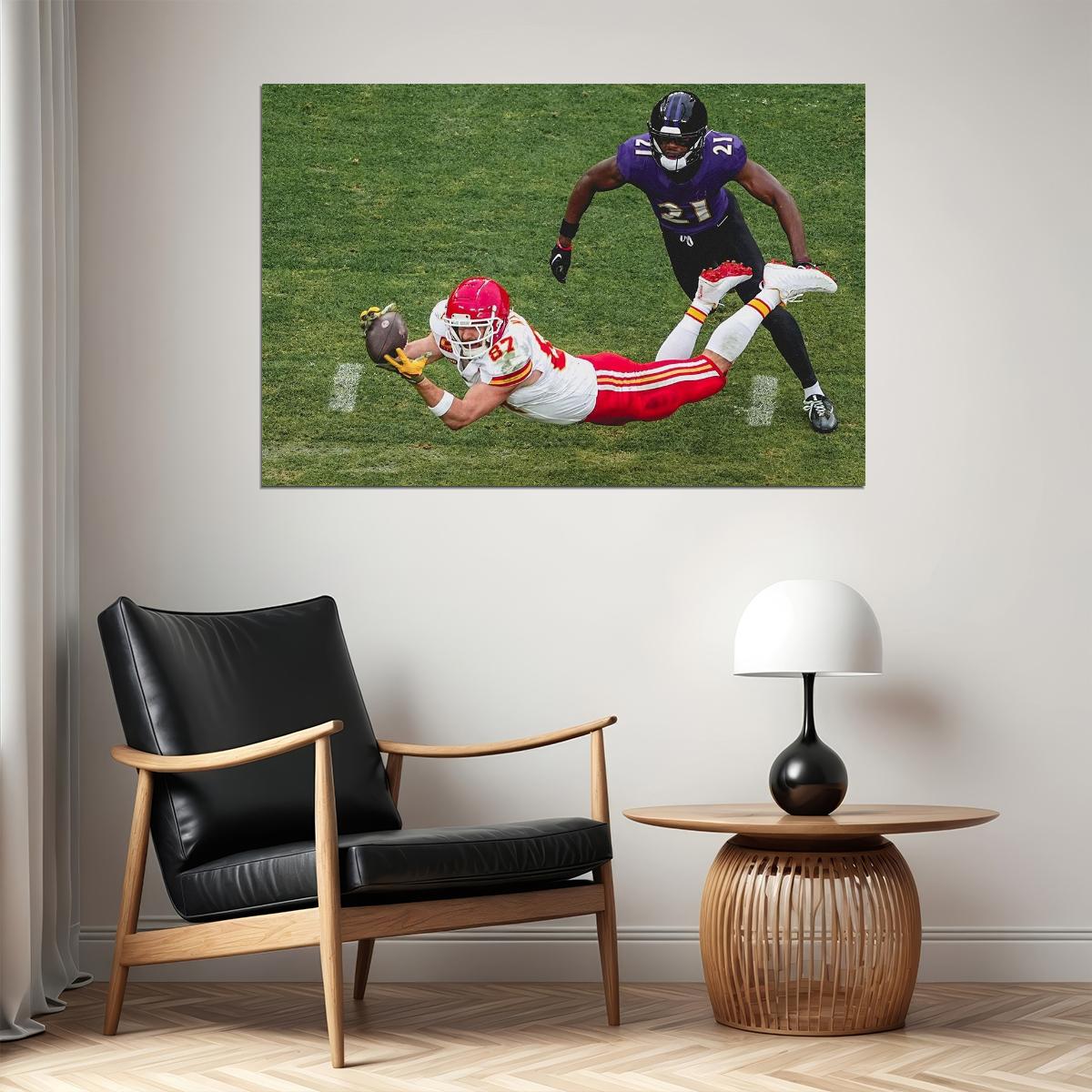 Travis Kelce Kansas Baltimore Pass Reception Record Touchdown Poster Wall Art Print Home Wall Decor