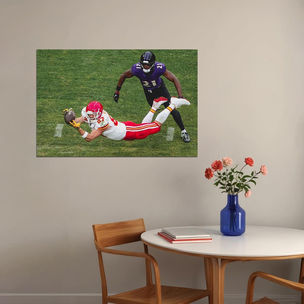 Travis Kelce Kansas Baltimore Pass Reception Record Touchdown Poster Wall Art Print Home Wall Decor
