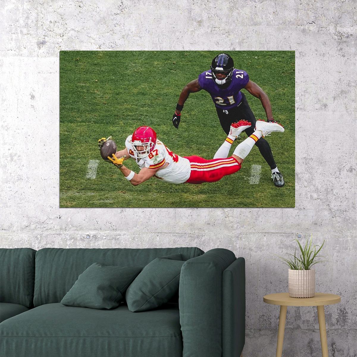 Travis Kelce Kansas Baltimore Pass Reception Record Touchdown Poster Wall Art Print Home Wall Decor