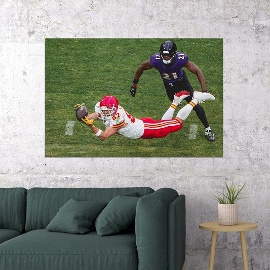 Travis Kelce Kansas Baltimore Pass Reception Record Touchdown Poster Wall Art Print Home Wall Decor - xonomax