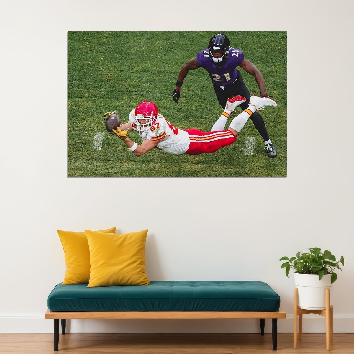 Travis Kelce Kansas Baltimore Pass Reception Record Touchdown Poster Wall Art Print Home Wall Decor