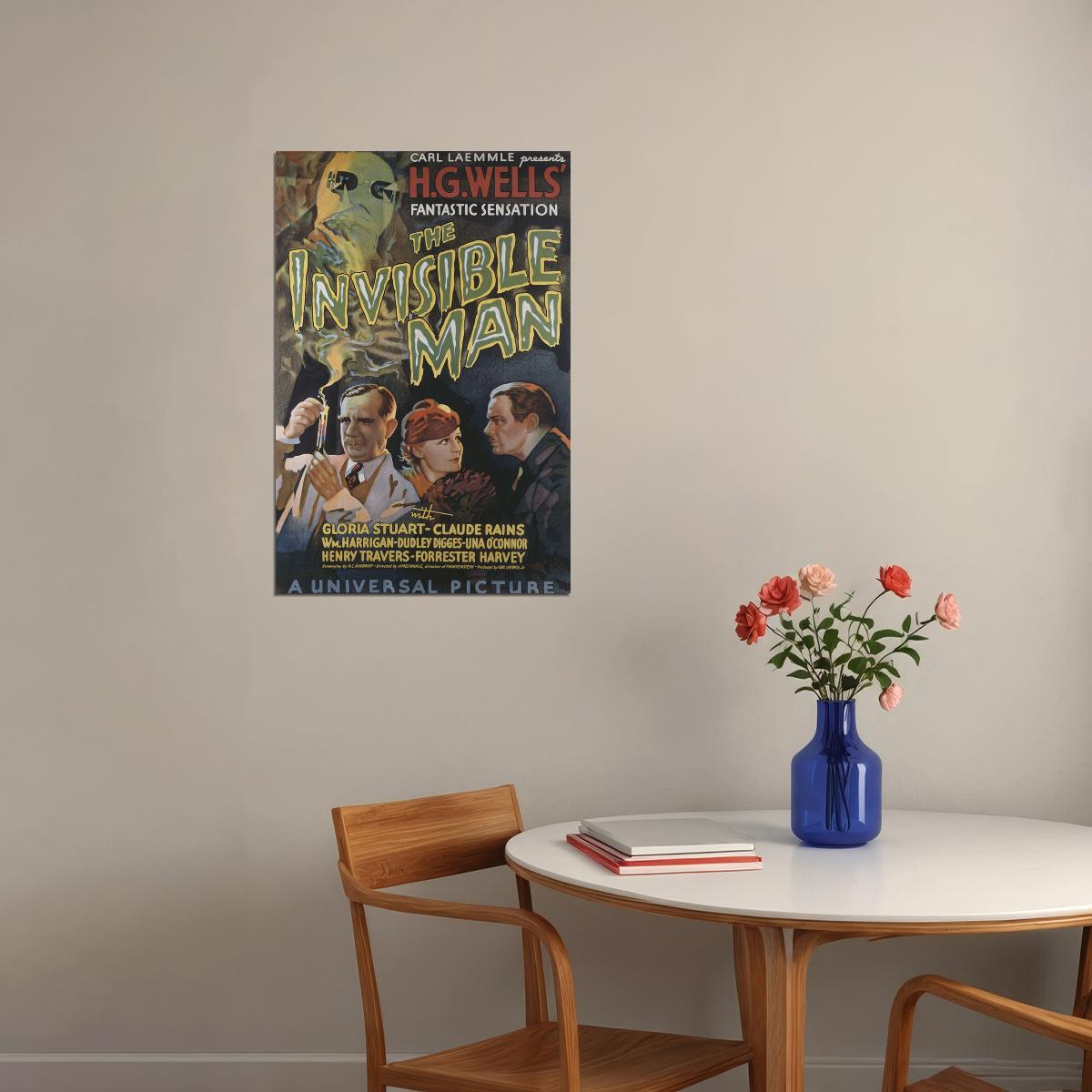 The Invisible Man Horror Thriller Movie Classic Film Poster Wall Art Print Home Wall Decor - xonomax