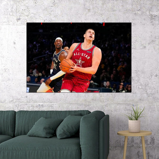 Nikola Jokic Serbian Basketball Player Stars Match Poster Wall Art Print Home Wall Decor - xonomax