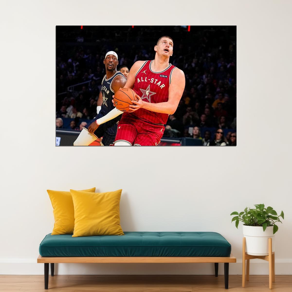 Nikola Jokic Serbian Basketball Player Stars Match Poster Wall Art Print Home Wall Decor - xonomax