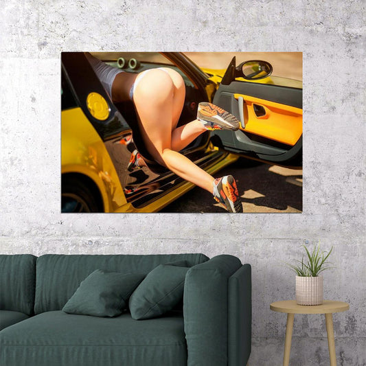 Sexy Hot Girl Supercar Model Girl Beauty Woman Poster Wall Art Print Home Wall Decor - xonomax