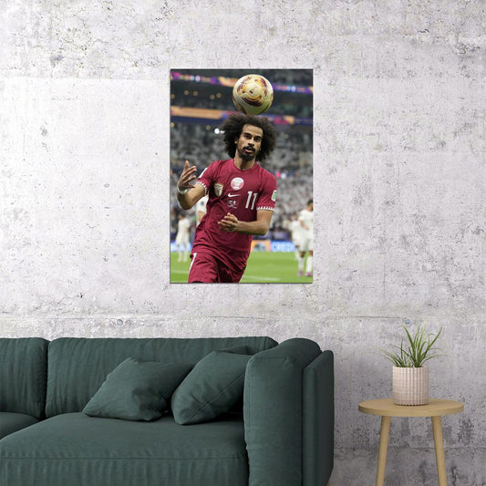 Akram Afif Qatar National Team Player Asian Champions Poster Wall Art Print Home Wall Decor - xonomax