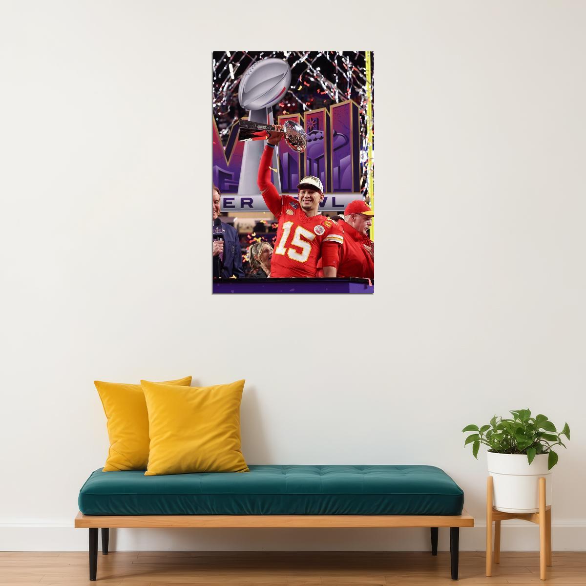 Patrick Mahomes Kansas City Chiefs Champions Football Poster Wall Art Print Home Wall Decor