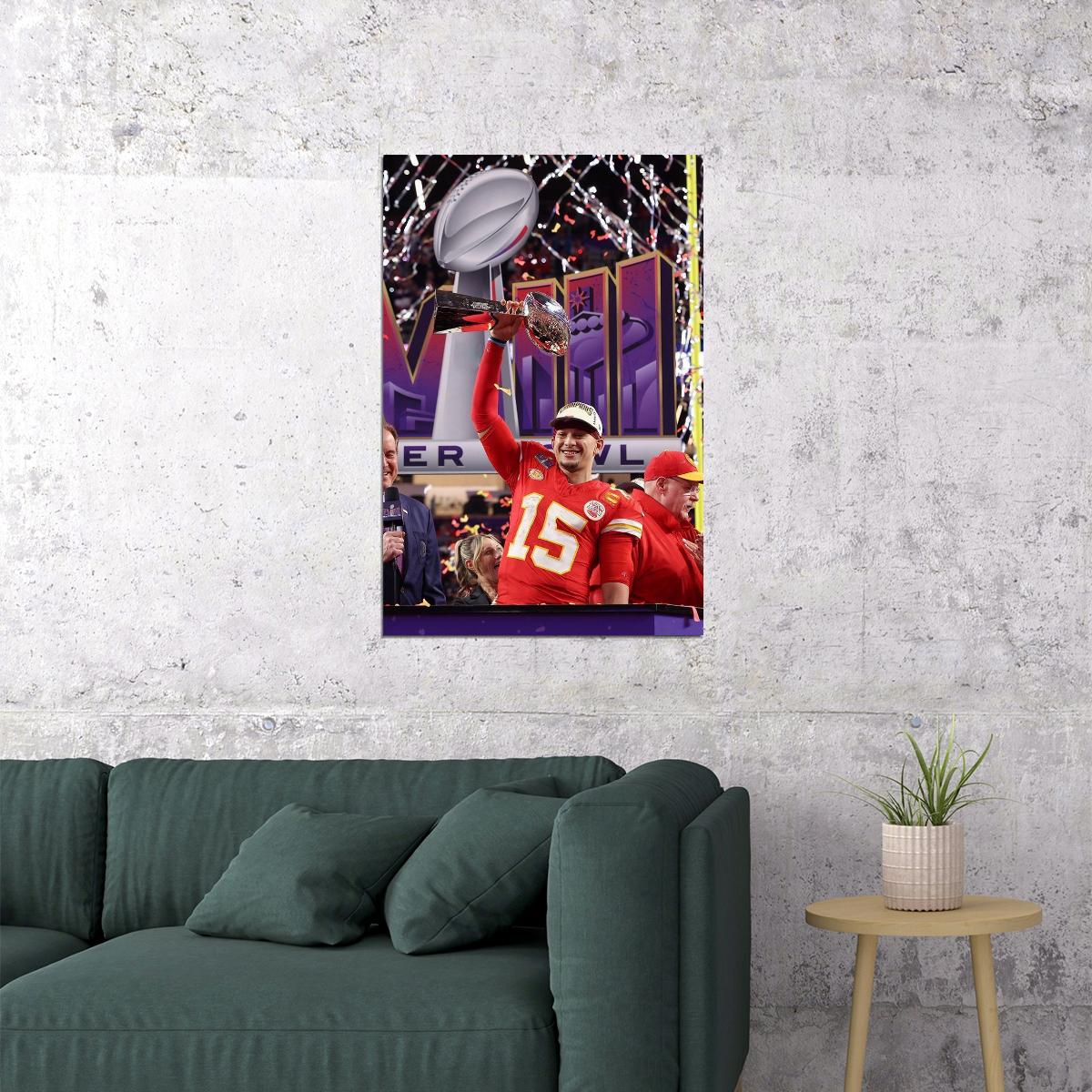 Patrick Mahomes Kansas City Chiefs Champions Football Poster Wall Art Print Home Wall Decor
