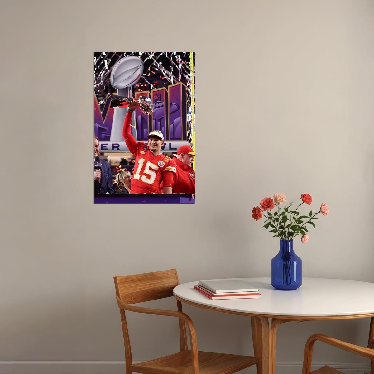 Patrick Mahomes Kansas City Chiefs Champions Football Poster Wall Art Print Home Wall Decor