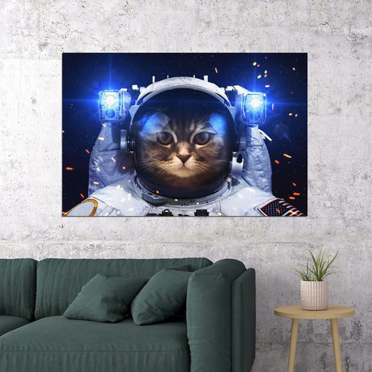 Cute Space Cat Astronaut Funny Picture Poster Wall Art Print Home Wall Decor - xonomax