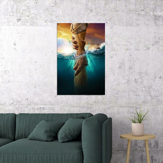 Jesus Christ Saving Peter Abstract Picture Poster Wall Art Print Home Wall Decor - xonomax