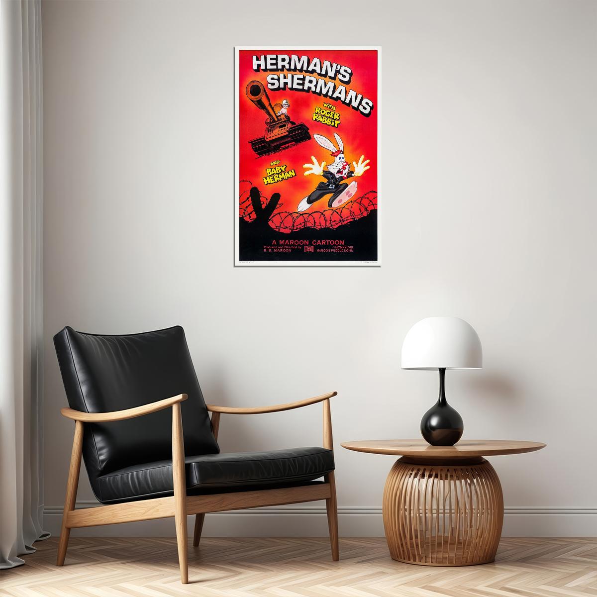 Hermans Sherman Roger Rabbit Animation 1988 Short Poster Wall Art Print Home Wall Decor - xonomax