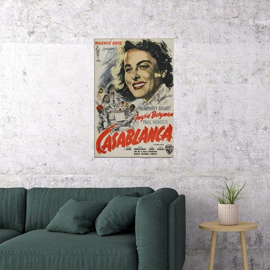 Casablanca Vintage Movie Drama Romance Poster Wall Art Print Home Wall Decor - xonomax