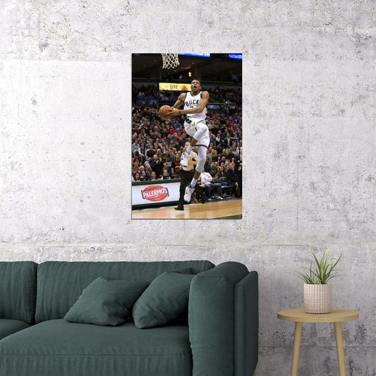 Giannis Antetokounmpo Dunks Basketball Sports Poster Wall Art Print Home Wall Decor - xonomax