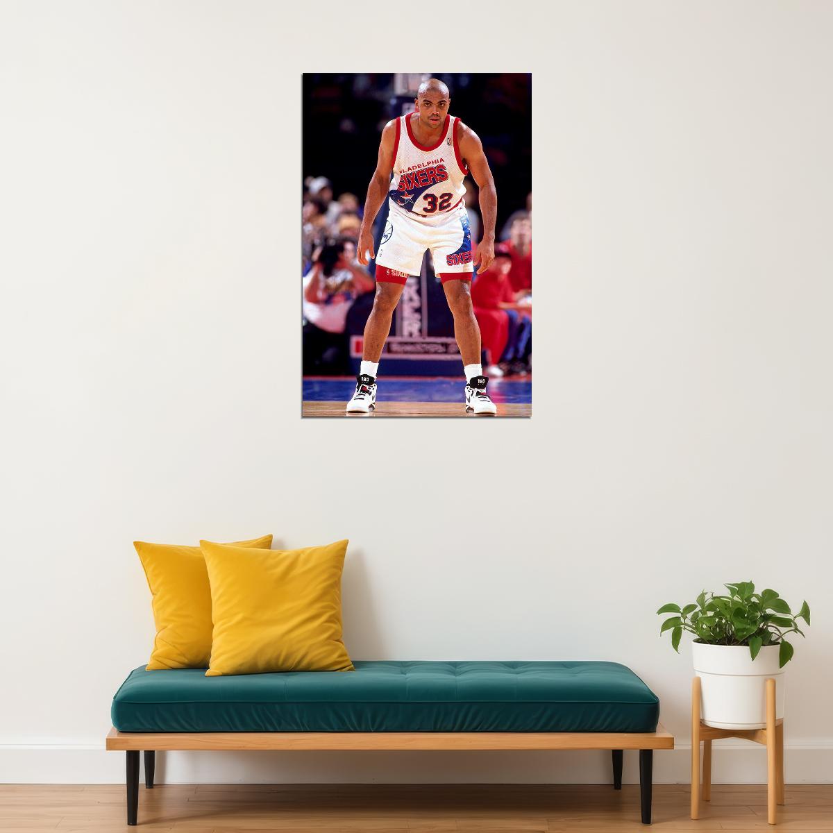 Charles Barkley Philadelphia 76ers Basketball Player Poster Wall Art Print Home Wall Decor - xonomax