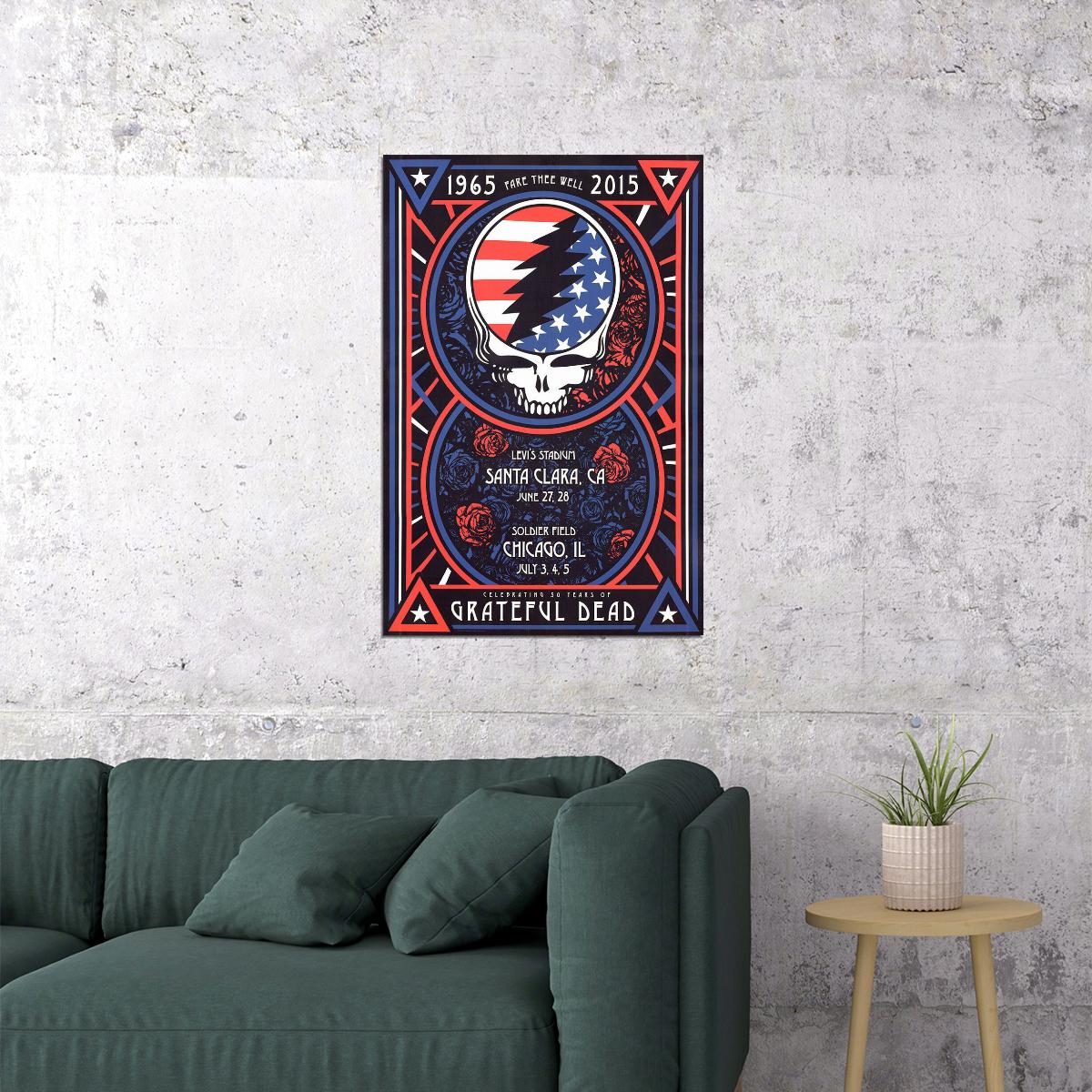 Grateful Dead Fare Thee Well Chicago 2015 Concert Poster Wall Art Print Home Wall Decor