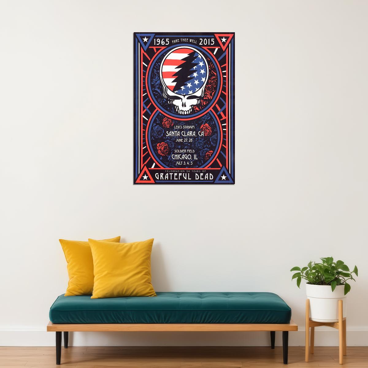 Grateful Dead Fare Thee Well Chicago 2015 Concert Poster Wall Art Print Home Wall Decor