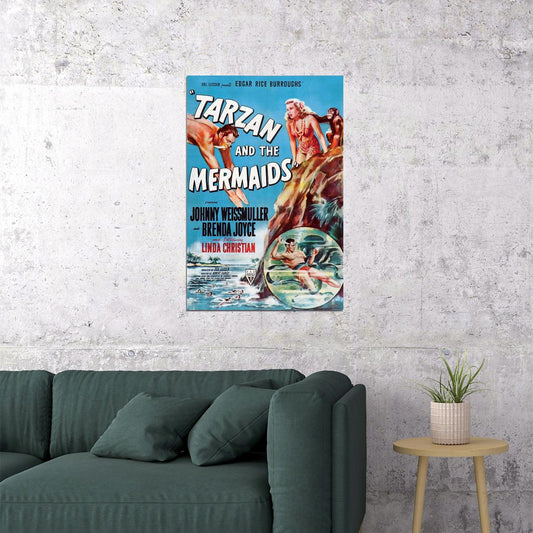 Tarzan And The Mermaids Classic Movie Action Adventure Poster Wall Art Print Home Wall Decor - xonomax