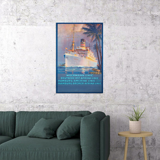 Hamburg To Africa German Cruise Ship Vintage Travel Poster Wall Art Print Home Wall Decor - xonomax