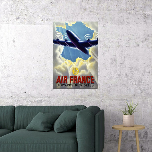 Air France Towards New Skies Vintage Airline Travel Poster Wall Art Print Home Wall Decor - xonomax