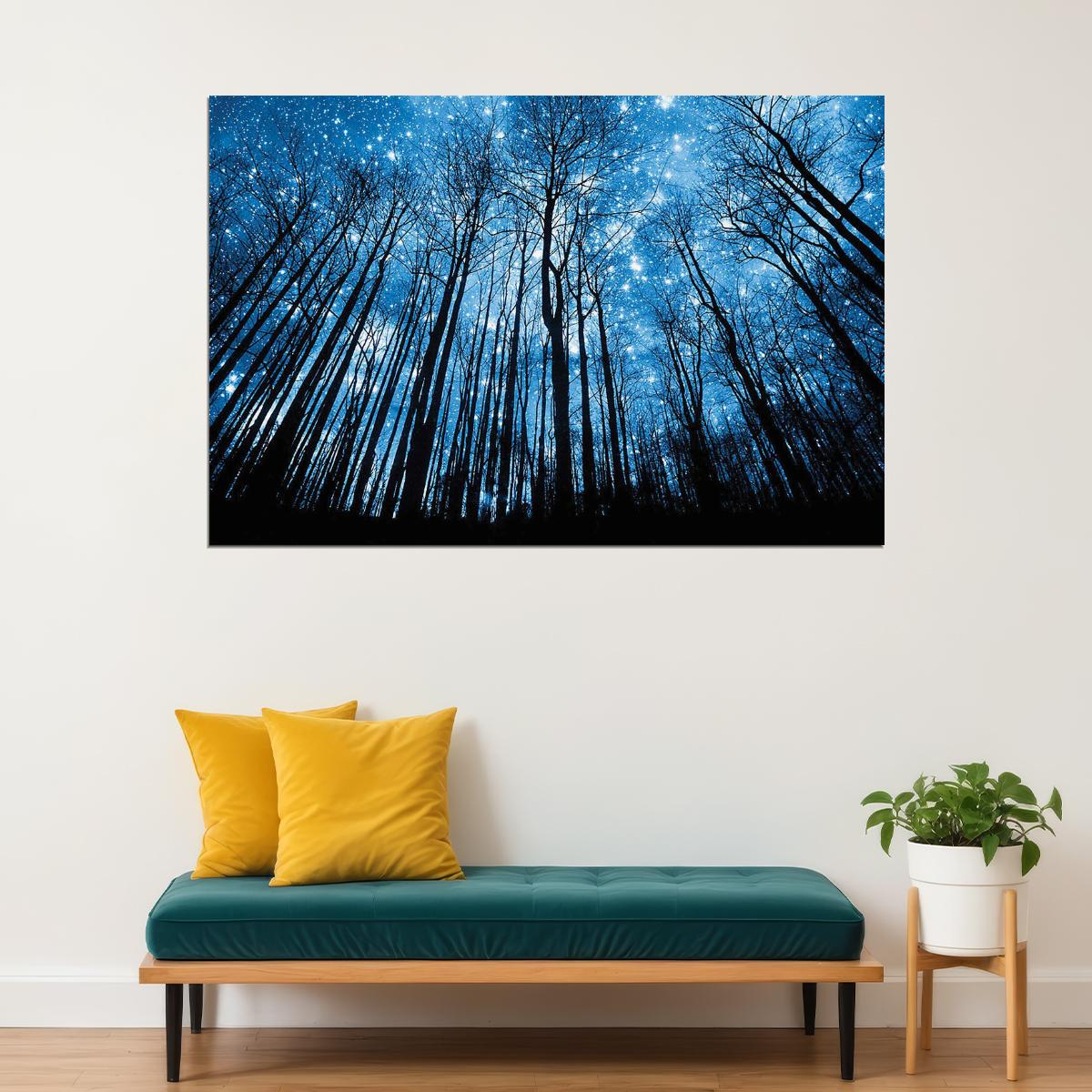 Night Of The Winter Forest Landscape Space Poster Wall Art Print Home Wall Decor - xonomax