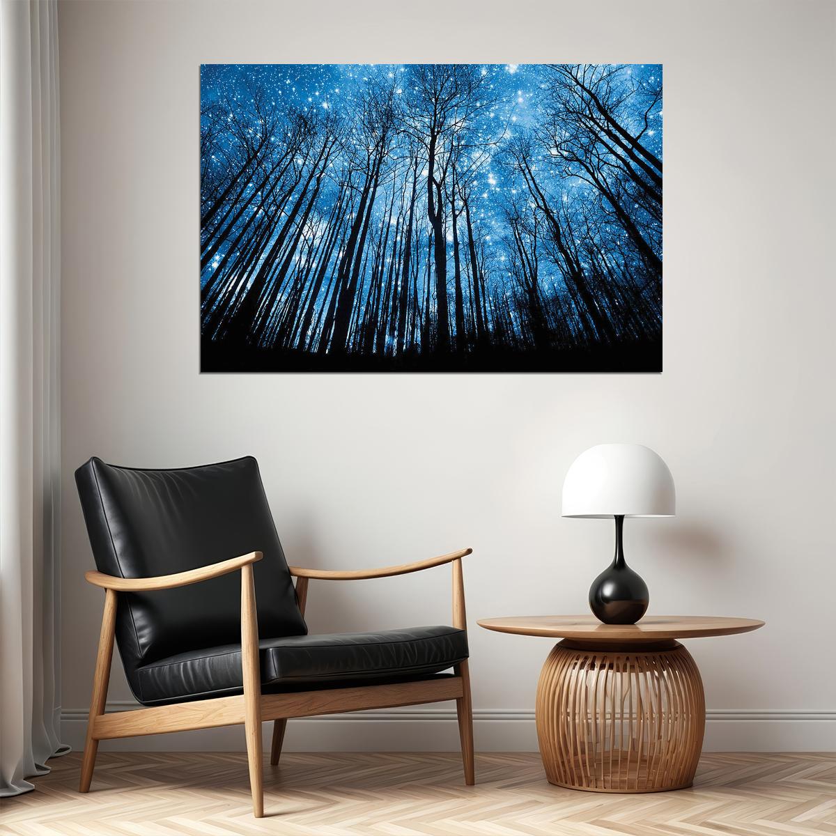 Night Of The Winter Forest Landscape Space Poster Wall Art Print Home Wall Decor - xonomax