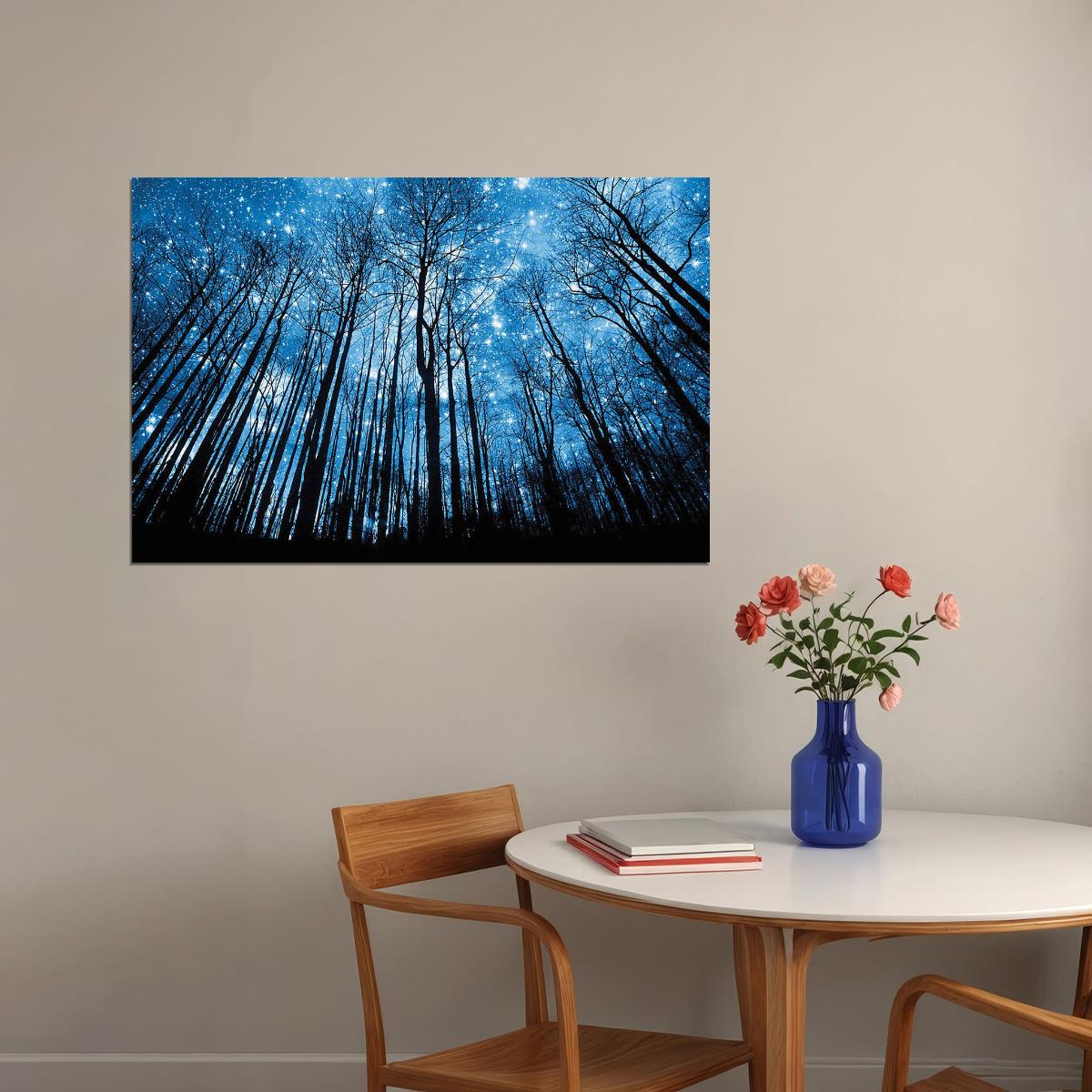Night Of The Winter Forest Landscape Space Poster Wall Art Print Home Wall Decor - xonomax