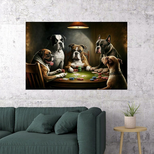 Dogs Play Poker Funny Animal Dogs Famous Painting Gift Poster Wall Art Print Home Wall Decor - xonomax