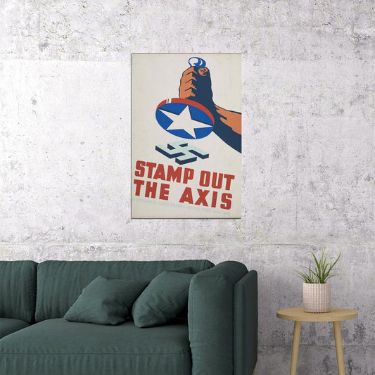 Stamp Out The Axis Vintage Style WWII Propaganda Poster Wall Art Print Home Wall Decor - xonomax