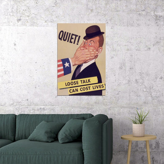 Quiet! Loose Talk Can Cost Lives World War 2 Ww2 Vintage Poster Wall Art Print Home Wall Decor - xonomax