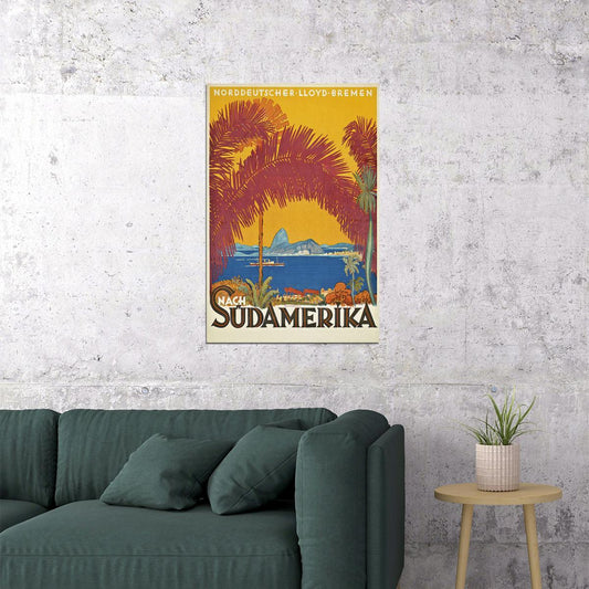 South America German Vintage Travel Retro Poster Wall Art Print Home Wall Decor - xonomax