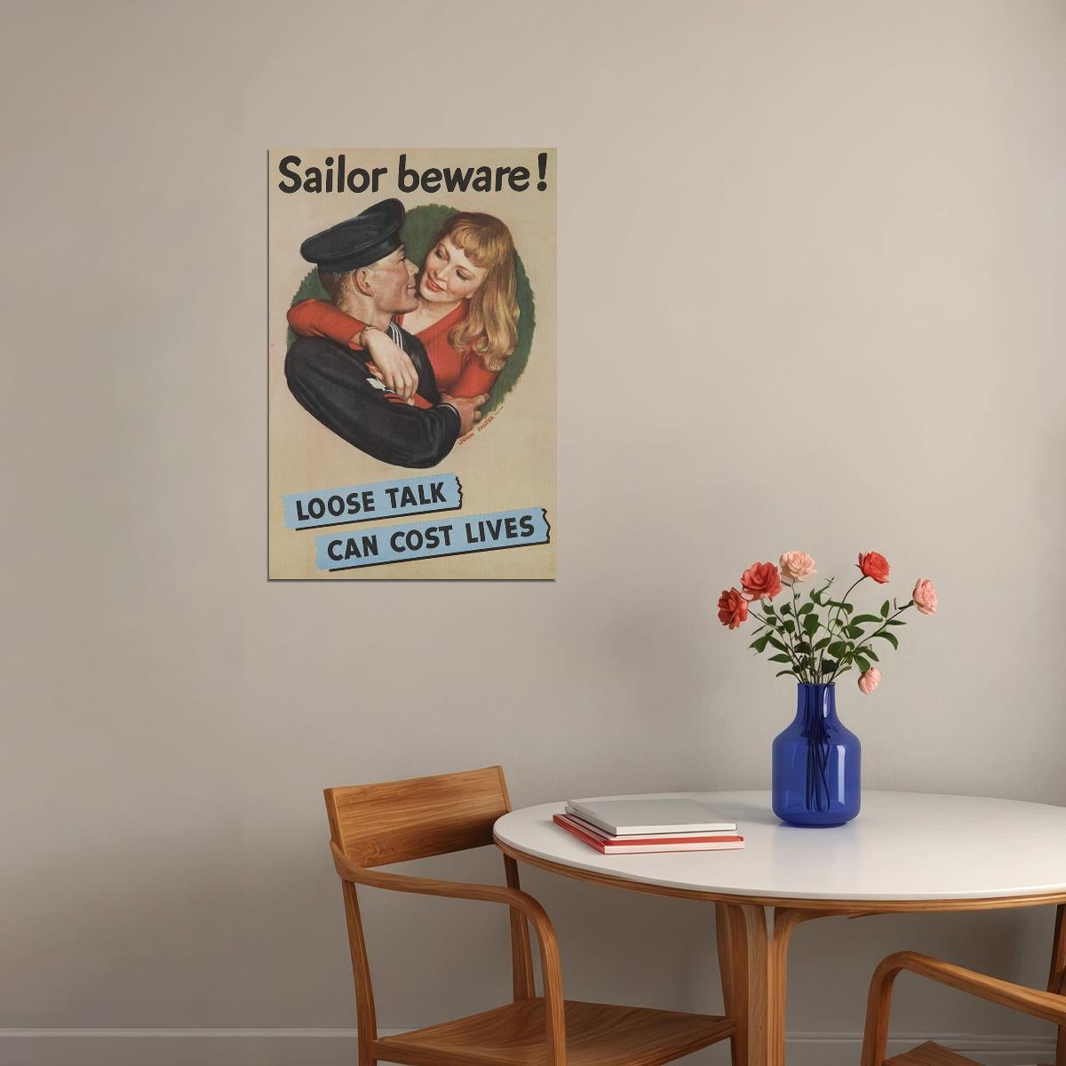 Sailor Beware! Loose Talk Can Cost Lives World War 2 Poster Wall Art Print Home Wall Decor