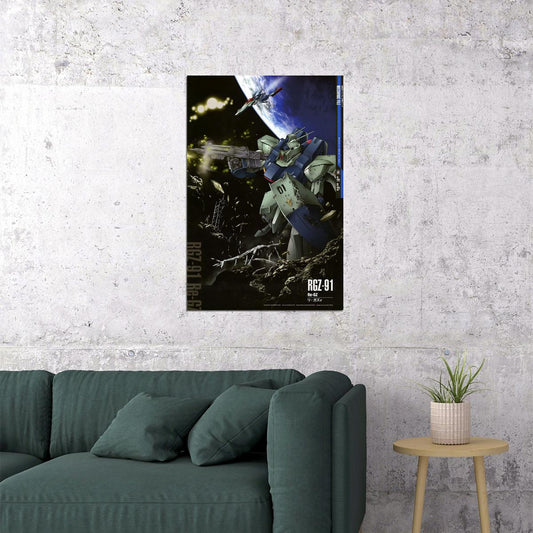 Re-gz Rgz-91 Gundam Mechanical Japanese Anime Poster Wall Art Print Home Wall Decor - xonomax