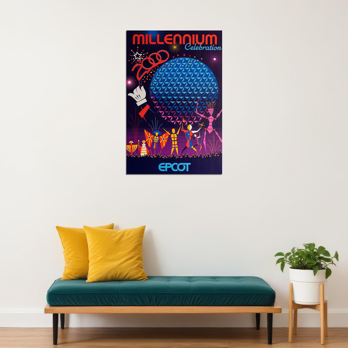 Epcot Center Attraction Millennium Celebration Poster Wall Art Print Home Wall Decor - xonomax