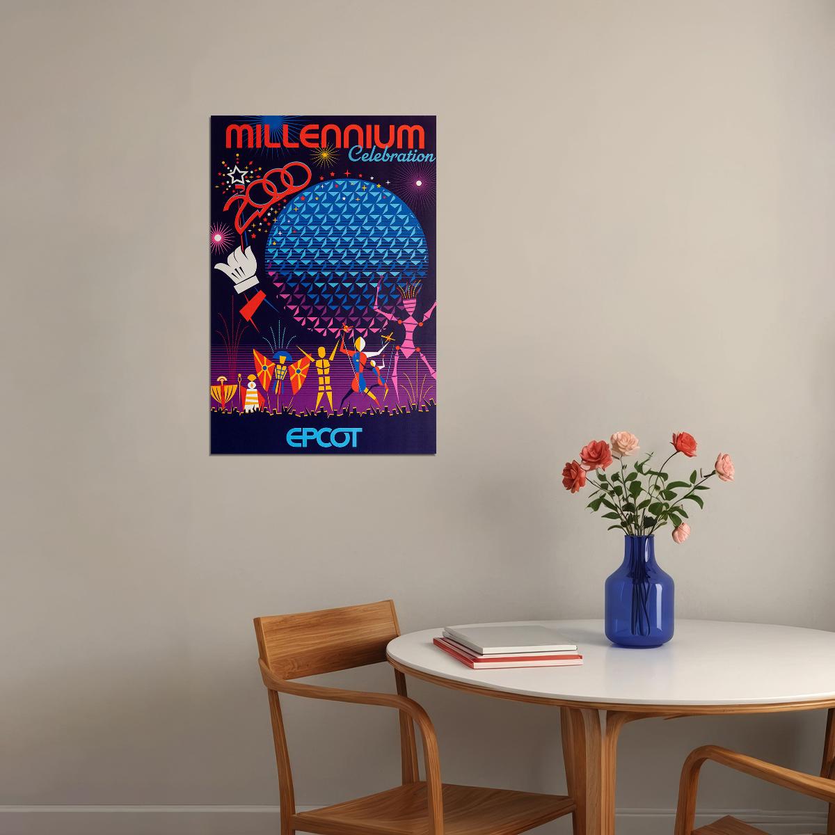 Epcot Center Attraction Millennium Celebration Poster Wall Art Print Home Wall Decor - xonomax